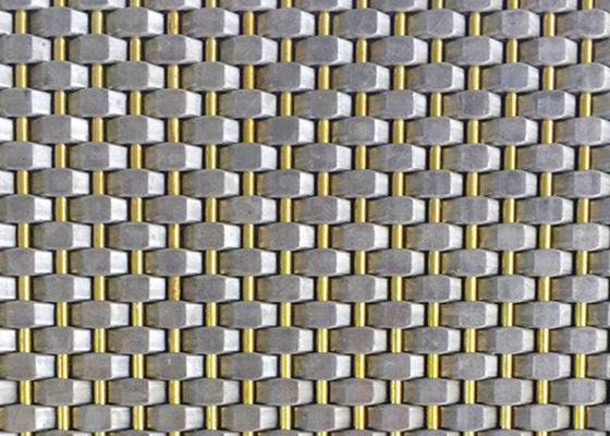 Quetschverbundene Messingoberfläche SS-Drahtgewebe-Mesh Cladding Facades PVD