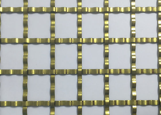 ISO9000 quadratisches Loch Mesh Golden Crimped Metal Cabinet Mesh Antifire