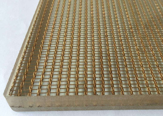 1.5mm Draht-Mesh Laminated Glass Decorative Gold-Farbmessing