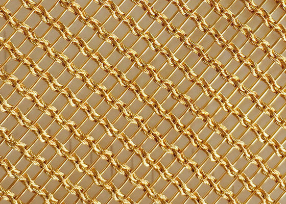 1.5mm Draht-Mesh Laminated Glass Decorative Gold-Farbmessing