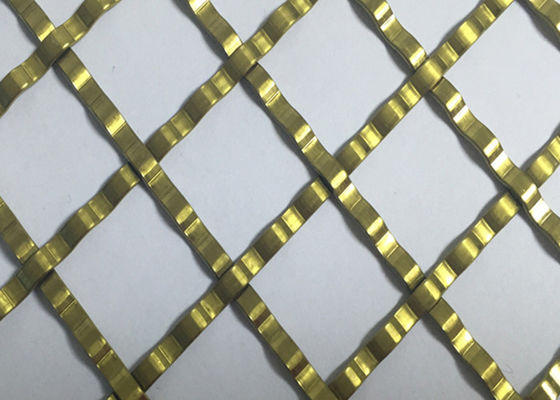 ISO9000 quadratisches Loch Mesh Golden Crimped Metal Cabinet Mesh Antifire