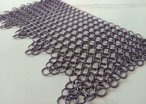 Purpurroter geschweißter Edelstahl Ring Mesh Curtain Anticorrosion 2.2kg/M2