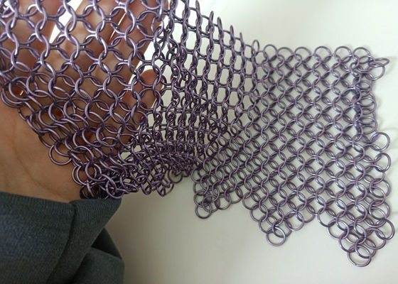 Purpurroter geschweißter Edelstahl Ring Mesh Curtain Anticorrosion 2.2kg/M2