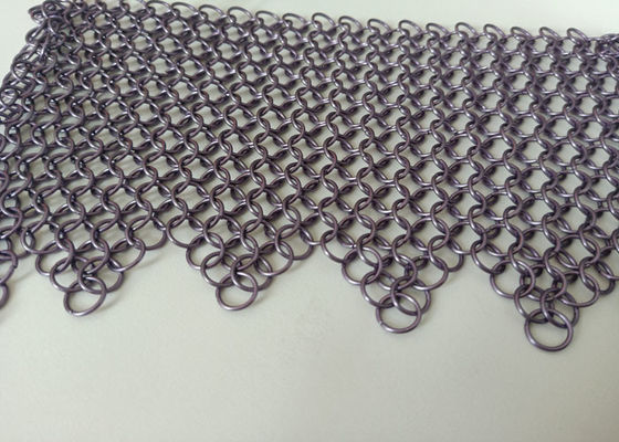 Purpurroter geschweißter Edelstahl Ring Mesh Curtain Anticorrosion 2.2kg/M2