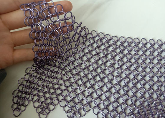 Purpurroter geschweißter Edelstahl Ring Mesh Curtain Anticorrosion 2.2kg/M2